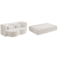 Modern Floor Sofa With 2 Pillows,Convertible Teddy Fabric Foam Filled Sleeper Sofa Bed,15