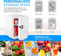 Mini 4L 6 Can, Small Refrigerator For Bedroom, Office, Dorm And Car Portable Cooler & Warmer Compact Fridge For Beverage, Skincare And Food, Marble White Marble Plastic