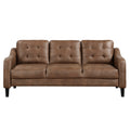 Brown Polished Microfiber Upholstered 1Pc Sofa Button Tufted Contoured Arms Solid Wood Frame Couch Casual Living Room Furniture Brown Microfiber Wood Primary Living Space Traditional,Transitional Solid Wood 3 Seat