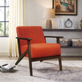 Modern Home Furniture 1Pc Accent Chair Cushion Seat Back Orange Upholstery Solid Wood Frame Orange Primary Living Space Contemporary,Mid Century Modern,Modern,Transitional Rubberwood Solid Wood