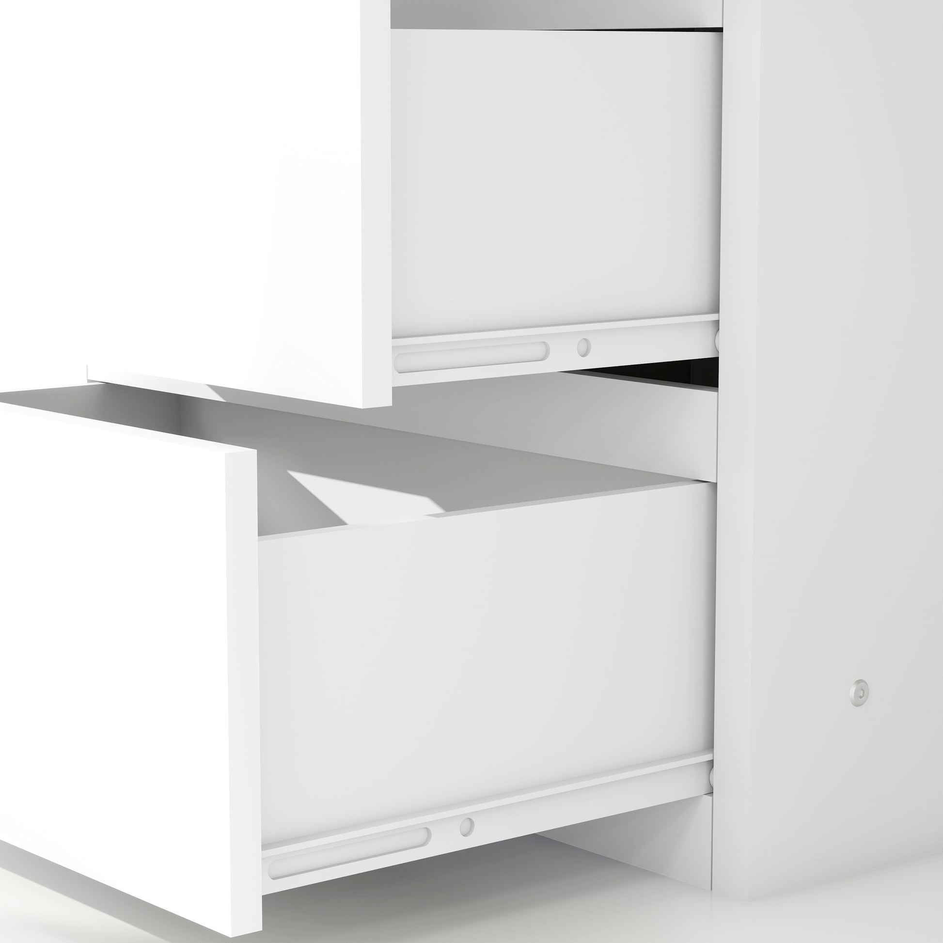 2 Door Wooden Storage Desk Wardrobe For Bedroom With Shelves And Drawers, White White Mdf Lvl