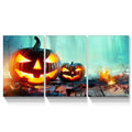 3Pcs Drop Ping Halloween Canvas Wall Art Pumpkin Hanging Wooden Hanging Ghost Halloween Decorations Artwork Modern Picture Gift Poster For Home Wall Decor Framed 1624Inch Thickness 1.5Inch Wrapped Canvas Multicolor Halloween Renaissance Modern Canvas