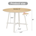 A Modern And Minimalist Circular Dining Table With A 42 Inch Diameter Wood Colorer Patterned Tabletop And White Metal Legs. Suitable For Restaurants, Living Rooms, And Conference Rooms. Brown White Mdf Metal