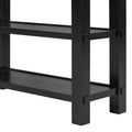 Retro Console Table With Drawer And Two Sturdy Shelves For Entryway, Living Room Black Black Mdf,Rubber Wood