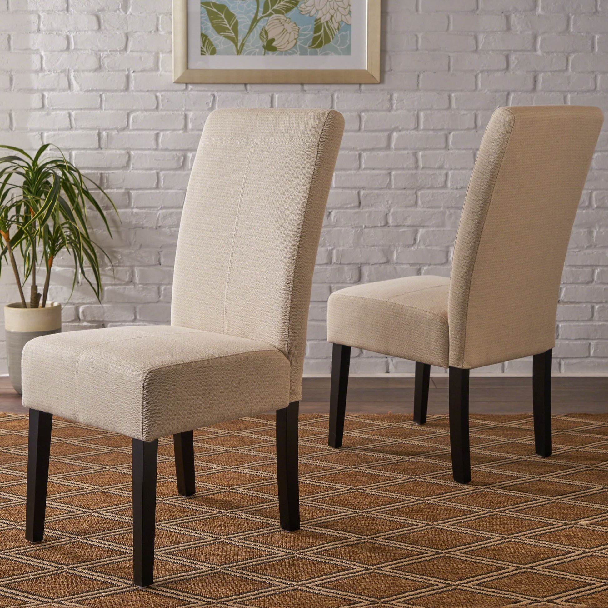 Pertica Kd Dining Chair Set Of 2 Beige Fabric