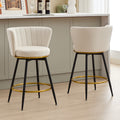 Counter Height Bar Stools Set Of 2, 360 Swivel Upholstered Barstools With Backs And Metal Legs, 26