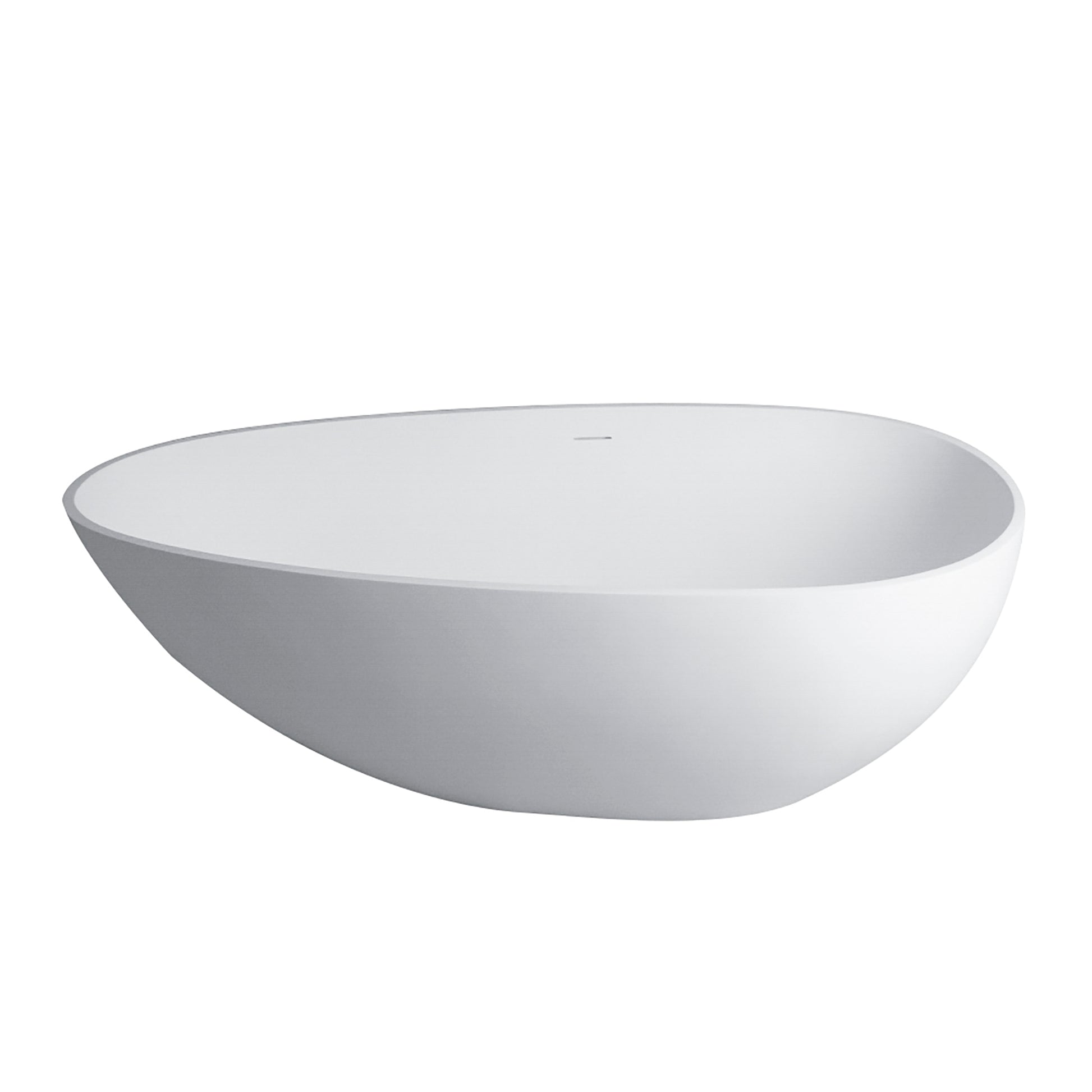 59" Freestanding Solid Surface Bathtub, Luxury Handcrafted Stone Resin Freestanding Soaking Bathtub With Overflow And Pop Up Drain, Matte White 24S02 59Mw White Bathroom Freestanding Tubs Solid Surface