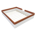 Full Size Upholstered Daybed Frame With Fence And Stairs, Brown White Full Brown White Mdf Lvl