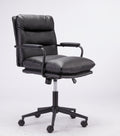 Black Leather Office Chair Mid Back Leather Desk Chair Modern Excutive Office Chair With Arms And Wheels For Home Office Black Pu Iron