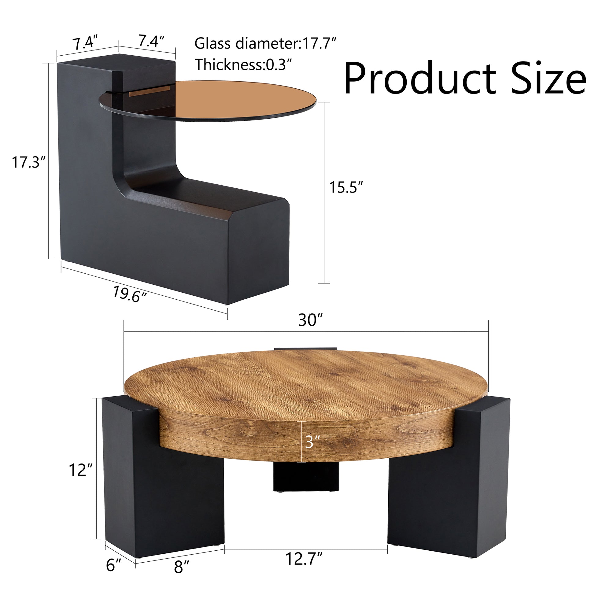 The Detachable Double Decker Coffee Table, The Stylish Design Is More Precious, And The Detachable Design Can Make The Use Of Space More Flexible And Suitable For Various Scenes. Black,Wood Mdf