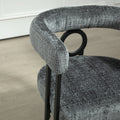 Coolmore Contemporary Designed Chenille Fabric Upholstered Accent Dining Chair Barrel Side Chairs Kitchen Armchair For Living Room Set Of 1 Gray Chenille Gray Primary Living Space Foam Chenille