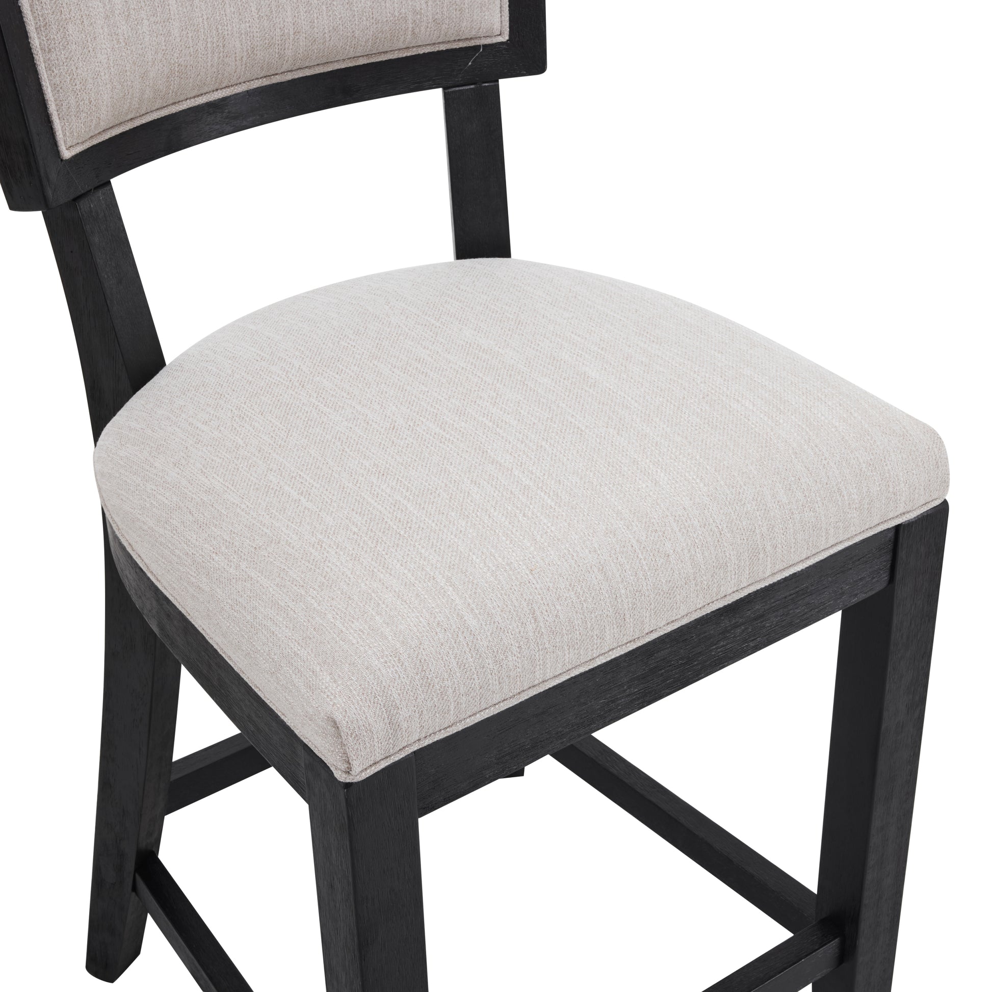 26.5" Counter Stools Set Of 2, Upholstered Counter Height Bar Stools With Comfy Back, Solid Rubber Wood Frame, Backrest, Footrest, Armless Barstools For Home Bar, Kitchen Counter, Beige & Black Beige Black Set Of 2 Fabric