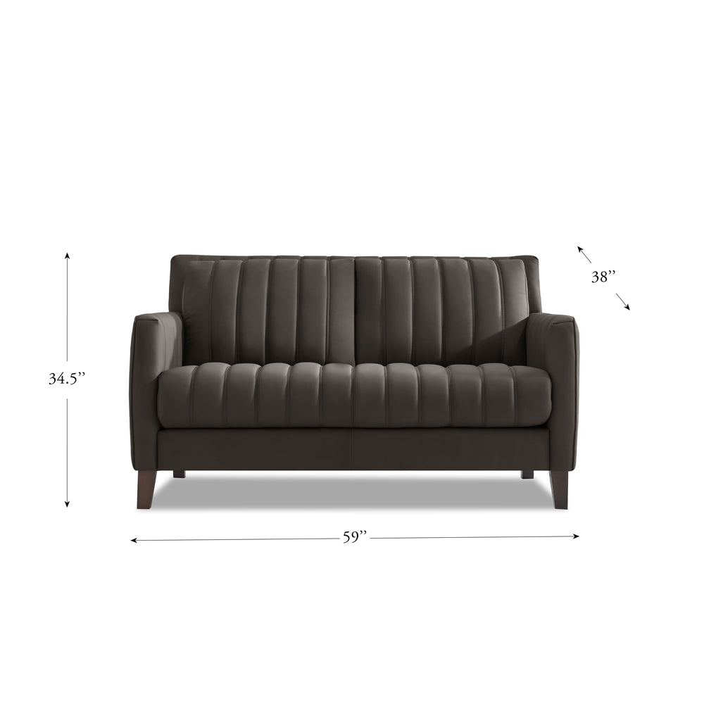 Ennis Leather Loveseat Chocolate Down Filling Genuine Leather