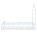 Twin Size Metal Platform Bed With Two Drawers,House Shaped Headboard Design, White Twin White Metal