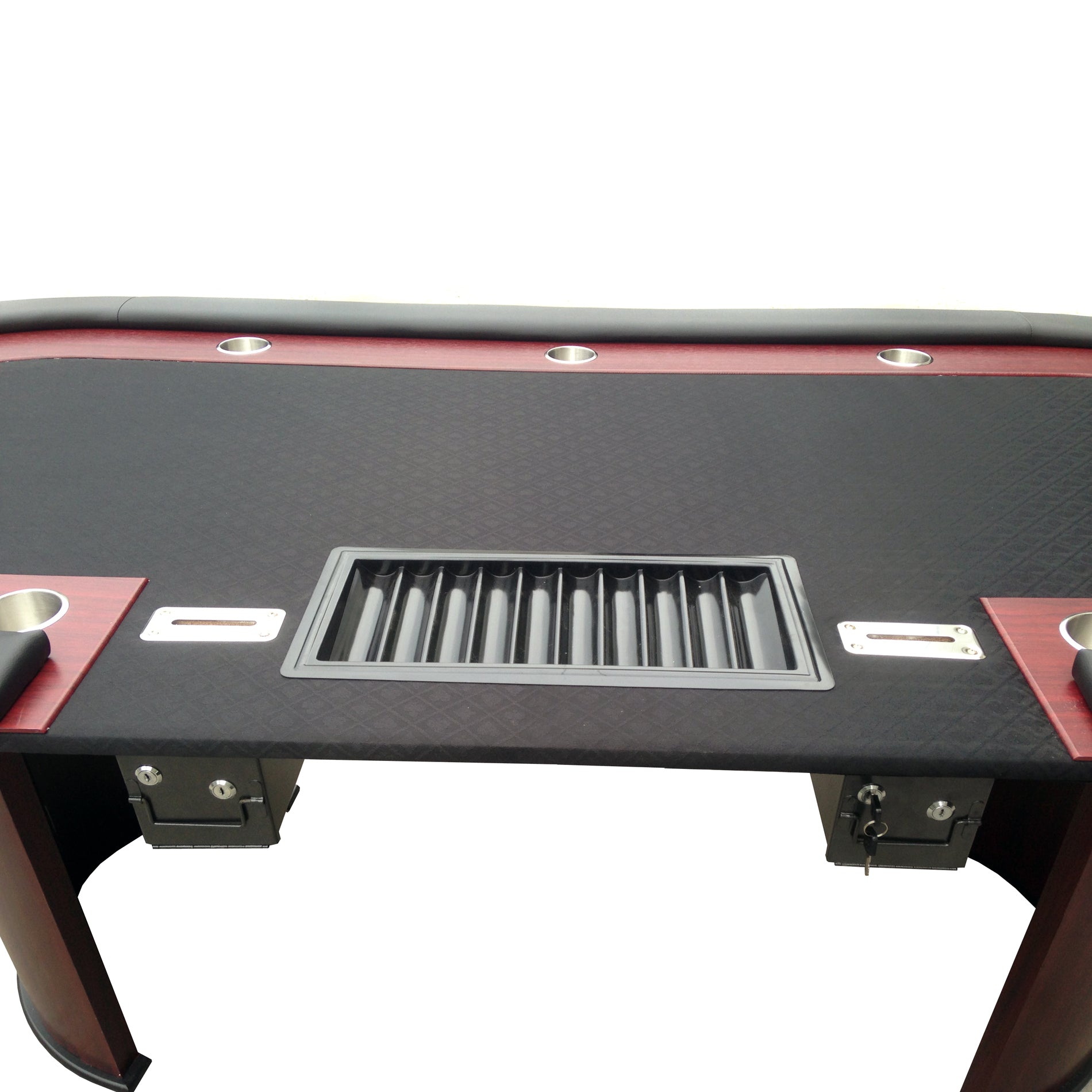 96" Luna Ultra Poker Table With Speed Cloth Racetrack Chip Tray Double Dropbox Wooden Legs Black Black Primary Living Space Modern Wood