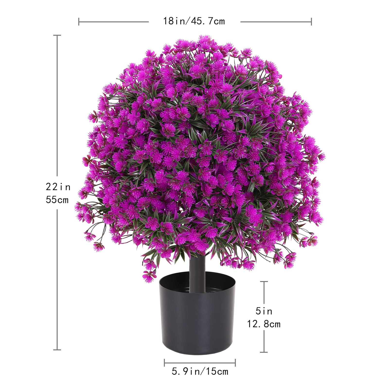 Artificial Olive Topiary Ball Trees Outdoor And Indoor Faux Shrubs Uv Resistant Lasting Evergreen Bushes Potted Plants 2Pcs Set Purple Plastic