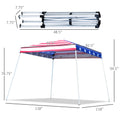 Outsunny Slant Leg Pop Up Canopy Tent With American Flag Roof And Carry Bag, Beach Canopy Instant Sun Shelter, Height Adjustable, 10'X10' Base 8'X8' Top Colorful Steel