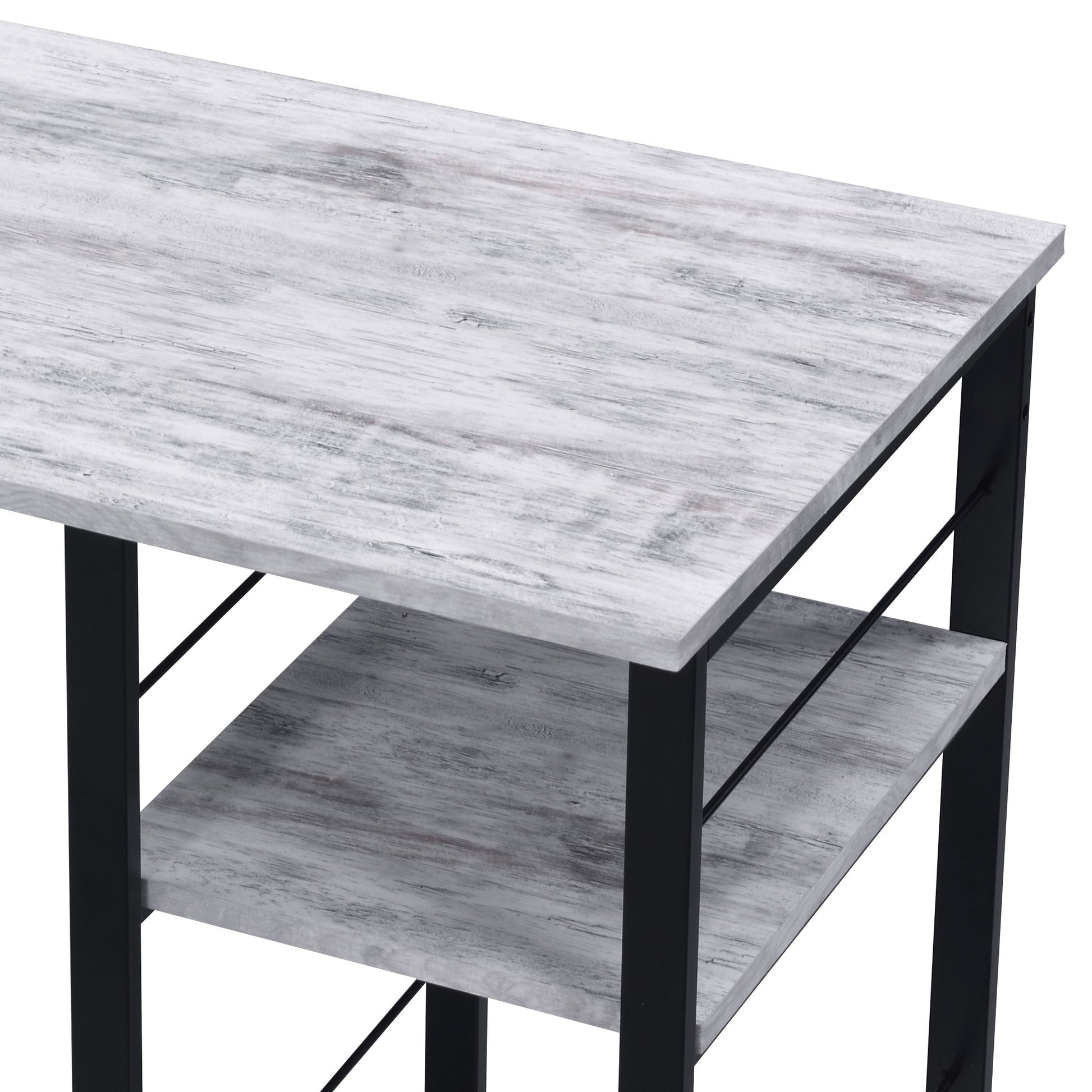 Vadna Antique White & Black Finish Writing Desk Antique White,Black Metal,Synthetic Wood