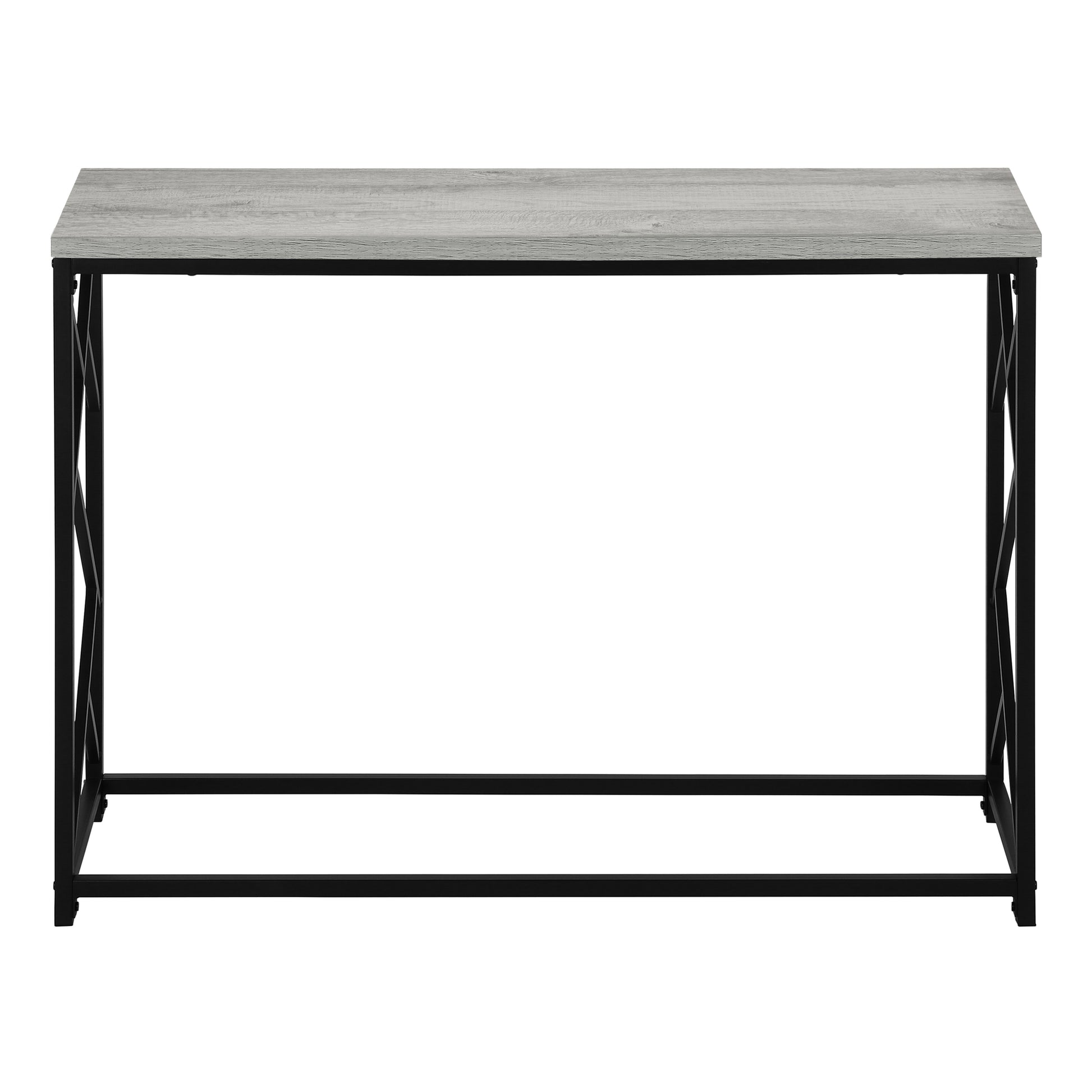 Accent Table, Console, Entryway, Narrow, Sofa, Living Room, Bedroom, Grey Laminate, Black Metal, Contemporary, Modern Grey Metal