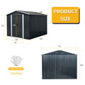 8Ft X 10Ft Outdoor Metal Storage Shed With Floor Base,Black Black Iron