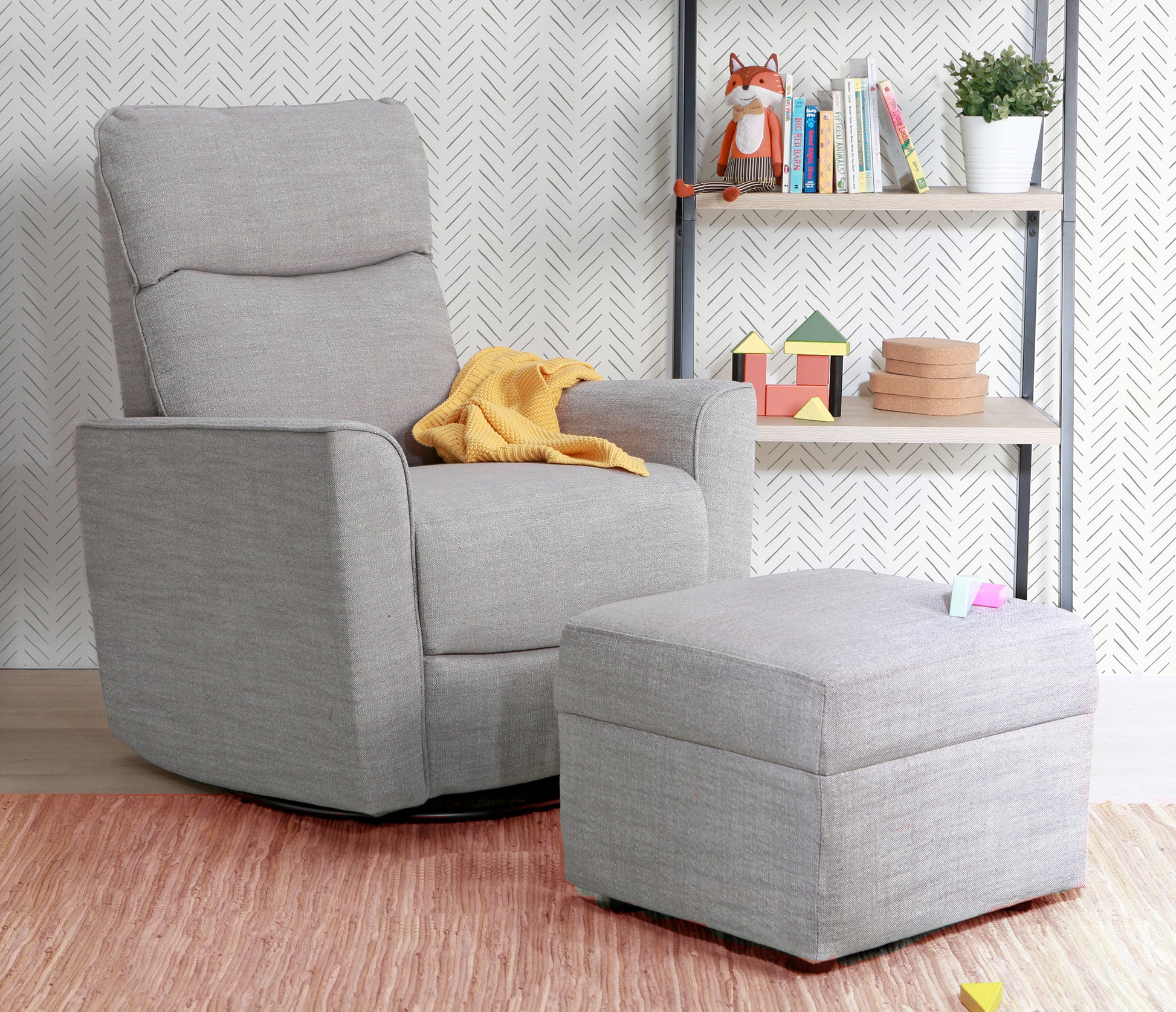 Soho Ottoman In Grey Grey Fabric