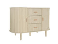 Sideboard Buffet Storage Cabinetaccent Cabinet With Smoothly Sliding Tambour Doorsmodern Kitchen Buffet Cabinet With 3 Drawer And 2 Doors For Living Room Dining Room Natural Mdf