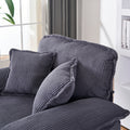 56.3 Inch Corduroy Single Sofa With 2 Toss Pillows And A Ottoman ,Comfy Sofa Deep Seat Couch For Living Room Grey Foam 1 Seat