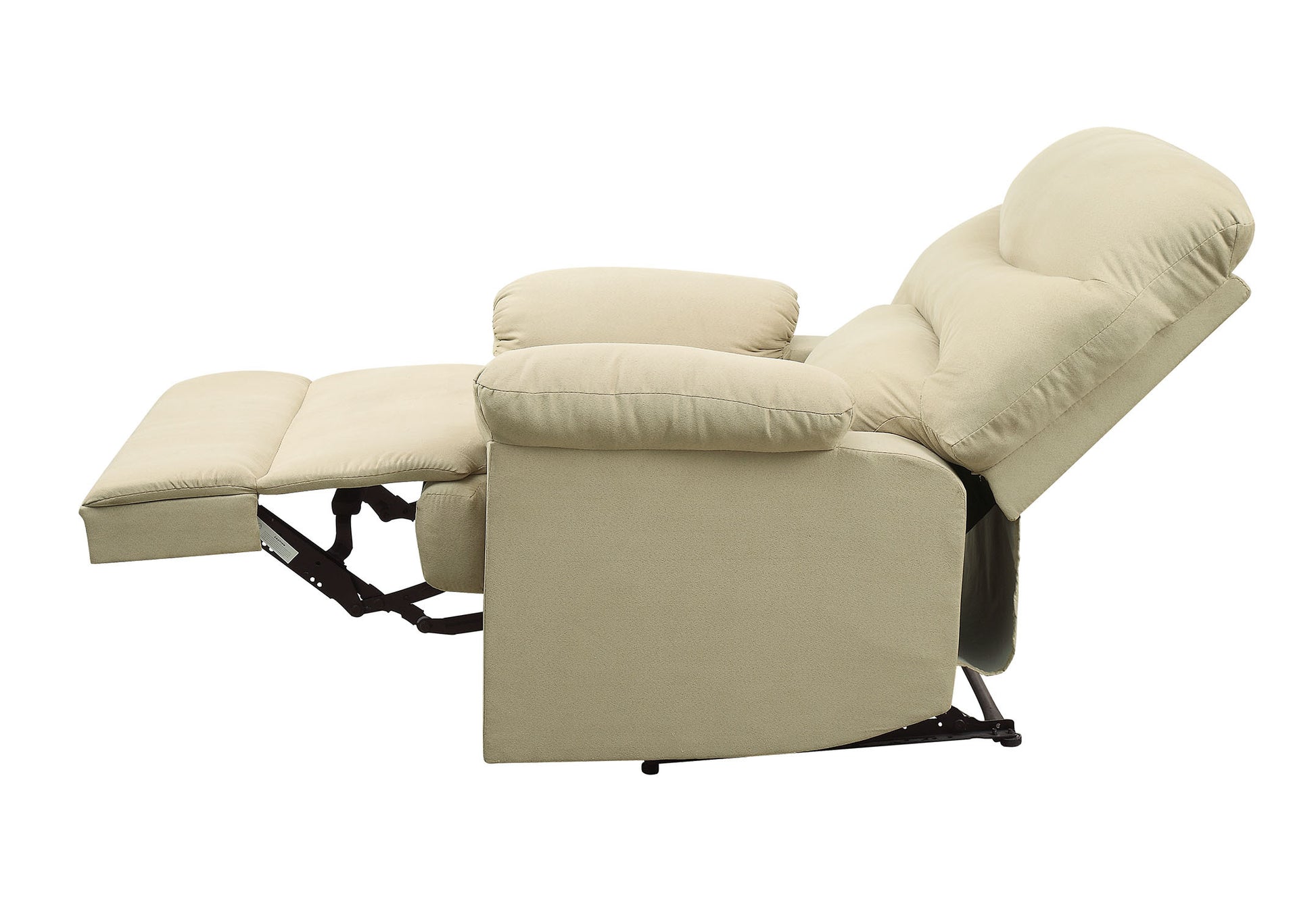 Beige Recliner With Pillow Top Armrest Beige Microfiber Manual Handle Metal Primary Living Space Tight Back Handle Pillow Top Arms Fabric Metal