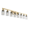 Golden 8 Light Vanity Light With Clear Glass Shades, Modern Iron Metal Bathroom Wall Fixture For Mirror, Ideal For Bathroom And Dressing Table No Bulbs Golden Glass Iron