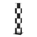 6 Tier Rotating Bookshelf, Floor Rack Simple Bookcase With Acrylic Plate Student Multi Function Creative Bookshelf For Living Room With Anti Toppling Base Black Particle Board