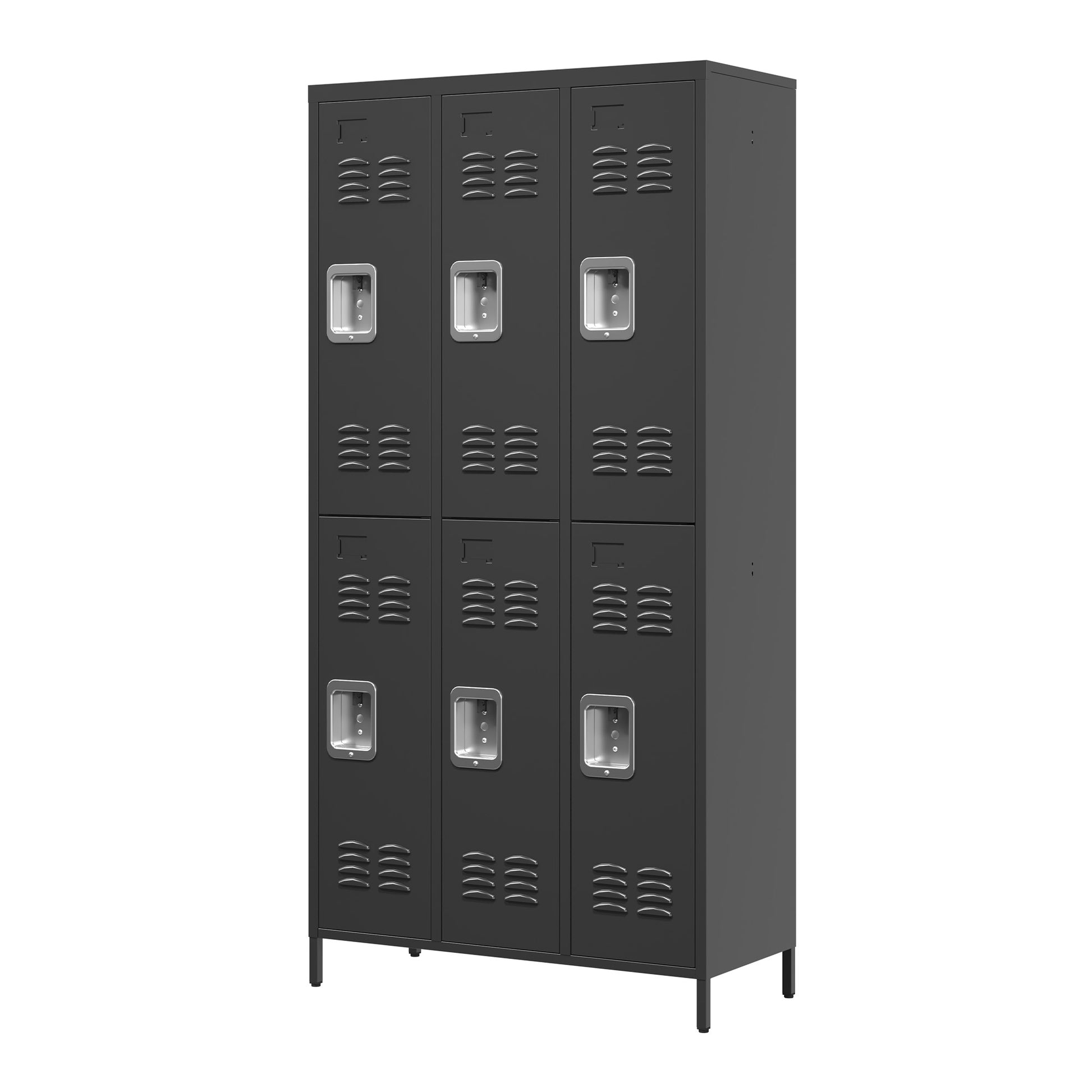 6 Door 72"H Metal Lockers With Lock For Employees,Storage Locker Cabinet For Home Gym Office School Garage,Black 5 Or More Spaces Black Primary Living Space Modern Metal