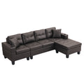 Sectional Sofa Set For Living Room With L Shape Chaise Lounge ,Cup Holder And Left Or Right Hand Chaise Modern 4 Seat Chocolate Brown Dark Brown Pu 4 Seat