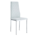 Grid Armless High Backrest Dining Chair, 6 Piece Set, Office Chair. Suitable For Restaurants, Living Rooms, Kitchens, And Offices. Light Gray Chairs And Electroplated Metal Legs 0924 Light Gray Pu