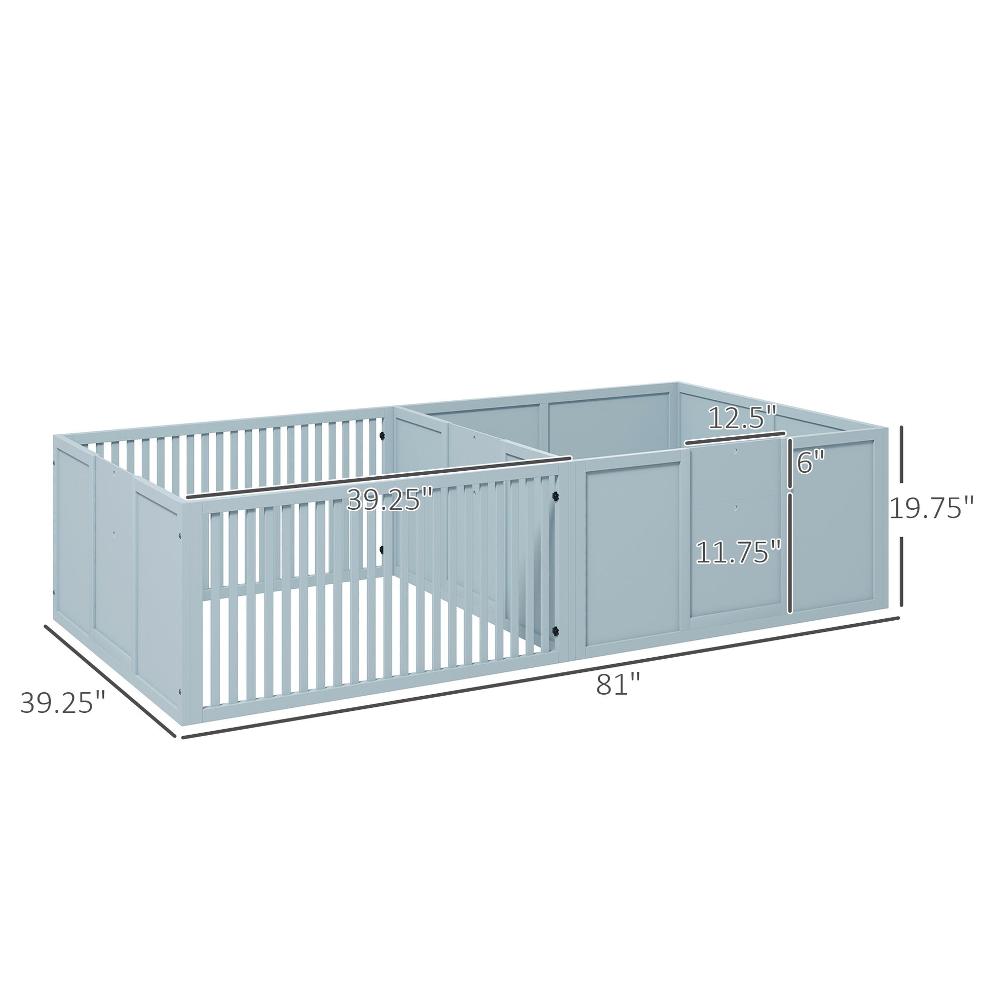 Pawhut Whelping Box For Dogs Built For Mother'S Comfort, Dog Whelping Pen With Removable Doors, Puppy Playpen For Indoors, Newborn Puppy Supplies & Essentials, 81" X 39" X 20", Gray Light Gray Wood