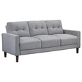 Bow 77 Inch Sofa, Grid Tufted Back, Track Arms, Self Welt Trim, Gray Grey Black Plywood 3 Seat