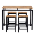 5 Piece Compact Bar Table Set With Table And Stools Modern Industrial Design, Space Saving Furniture For Dining Room And Breakfast Nook Brown Brown Mdf Steel