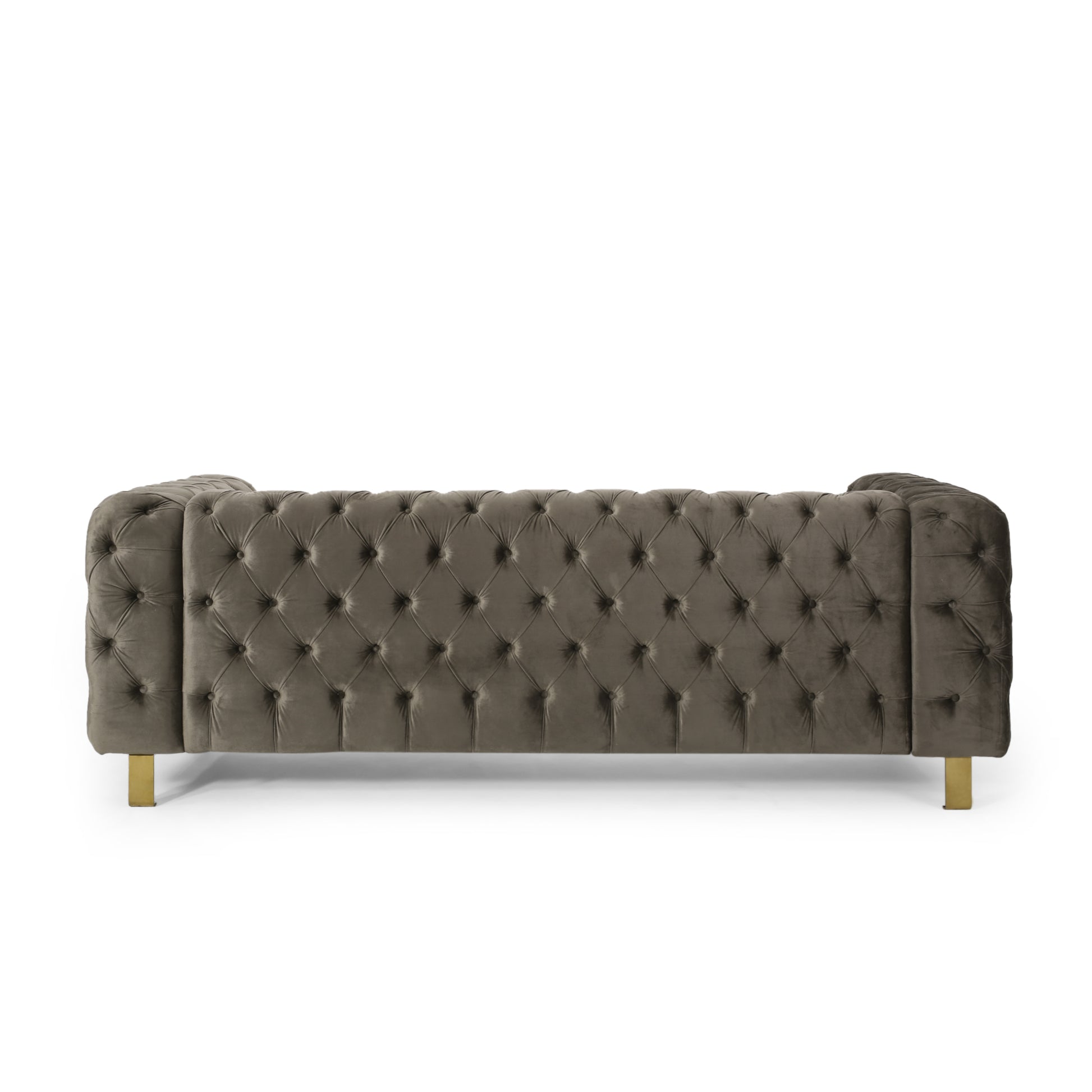 Mirod Comfy 3 Seat Sofa With Tufted Back And Arm, Modern For Living Room Grey Velvet 3 Seat