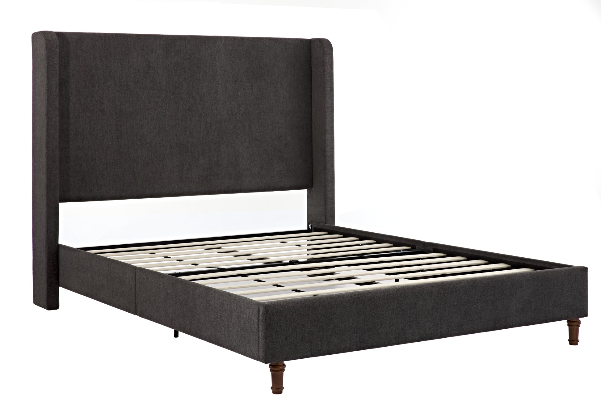 Same As B083P152031 Harper Tall Headboard Upholstered Bed 54" High Headboard Elegant Simplicity No Box Spring Needed Easy Assembly Queen Dark Gray Velvet Box Spring Not Required Queen Dark Gray Metal Brown Bedroom Contemporary Oak Bed Frame Foam Velvet