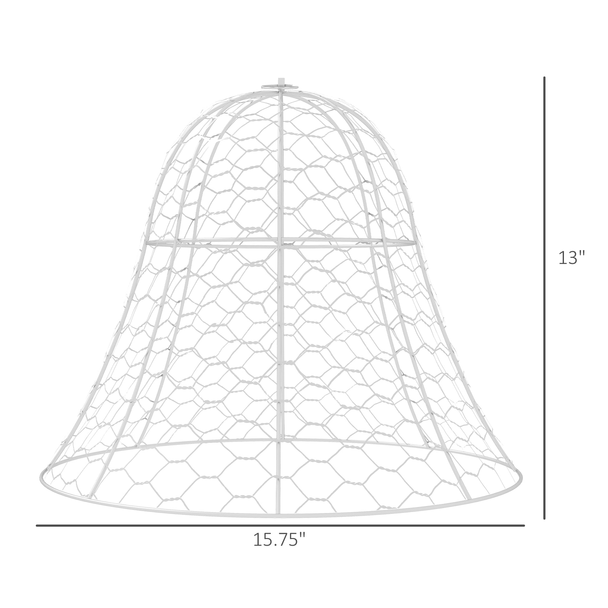 Outsunny Garden Chicken Wire Cloche, 16" X 13" Stackable Animal Plant Protectors, 6 Pack Of Metal Crop Cages To Keep Animals Out, White White Steel