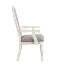 Grey And Antique White Padded Arm Chair Set Of 2 Solid Grey White Dining Room Traditional Arm Chair Solid Back Set Of 2 Wood Fabric