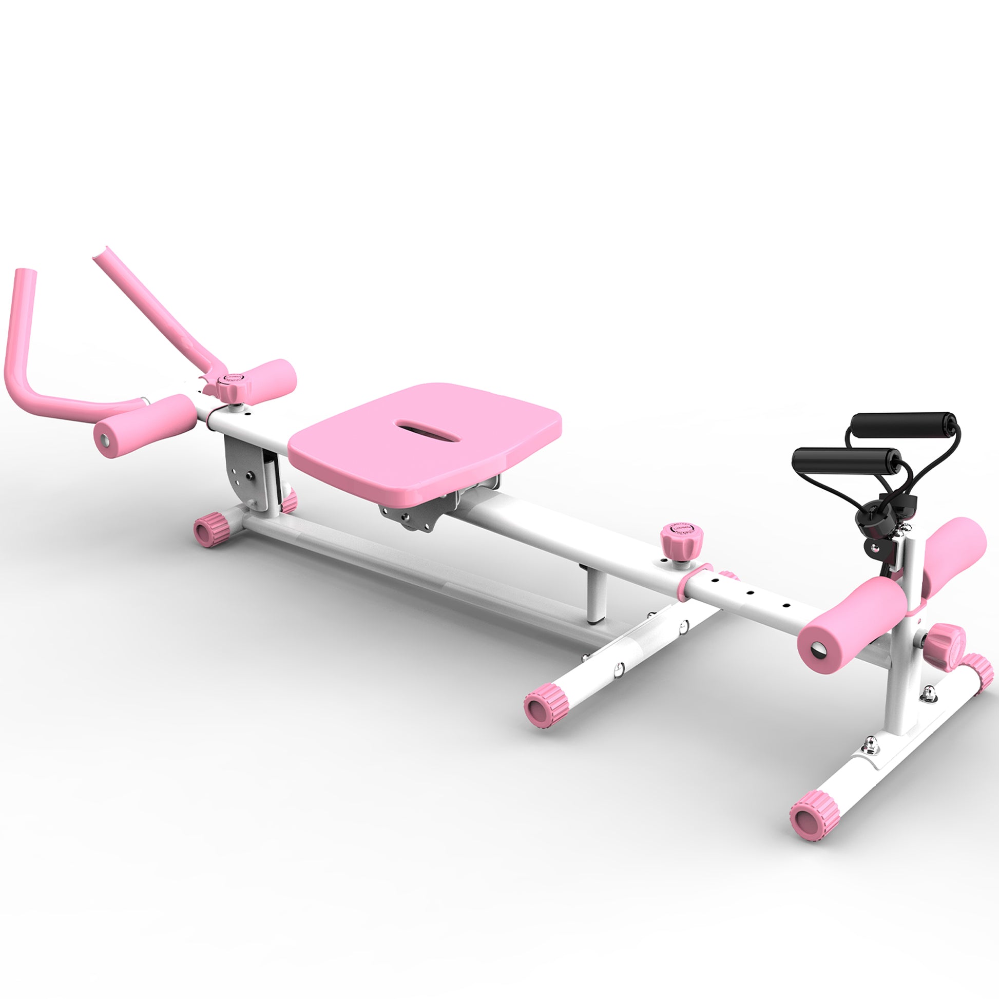 4 In 1 Ab Workout Exercise Equipment Rowing Machine Leg Press Machine Ab Glider Machine Roman Chair Fitness Equipment For Ab Workout Core Strength Training Pink Abs Rubber Steel Q235