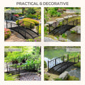 Outsunny 7' Metal Arch Garden Bridge With Safety Siderails, Decorative Arc Footbridge With Delicate Scrollwork 