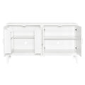 4 Door Sideboard Storage Cabinet With Door Shelf For Living Room And Dining Room, Two Large Cabinets With Adjustable Shelf, White White Rubberwood Solid Wood Mdf