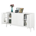 4 Door Sideboard Storage Cabinet With Door Shelf For Living Room And Dining Room, Two Large Cabinets With Adjustable Shelf, White White Rubberwood Solid Wood Mdf