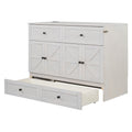 Full Size Murphy Bed With Large Drawers & Usb Ports,Brushed White Full White Plywood