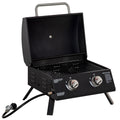 Outsunny 2 Burner Propane Gas Grill Outdoor Portable Tabletop Bbq With Foldable Legs, Lid, Thermometer For Camping, Picnic, Backyard, Black Black Carbon Steel