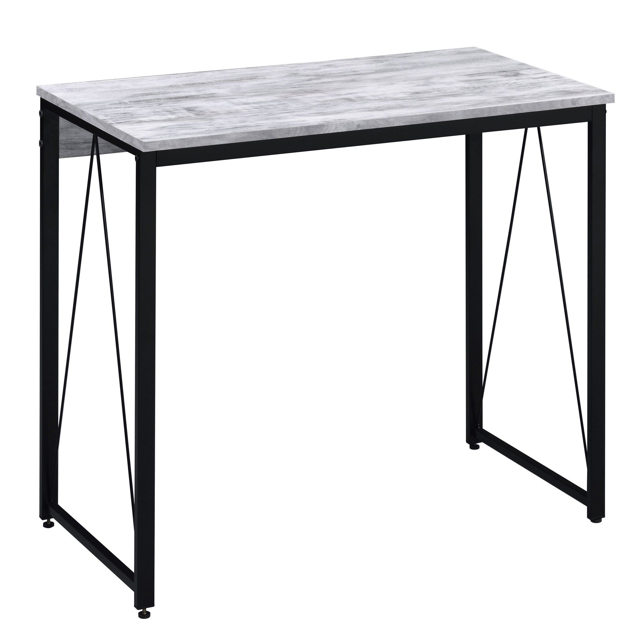 Antique White And Black 35.5" Writing Desk With Metal Sled Base Black Grey Writting Desk Office Industrial,Rustic Rectangular Rectangular Wood Metal Sled