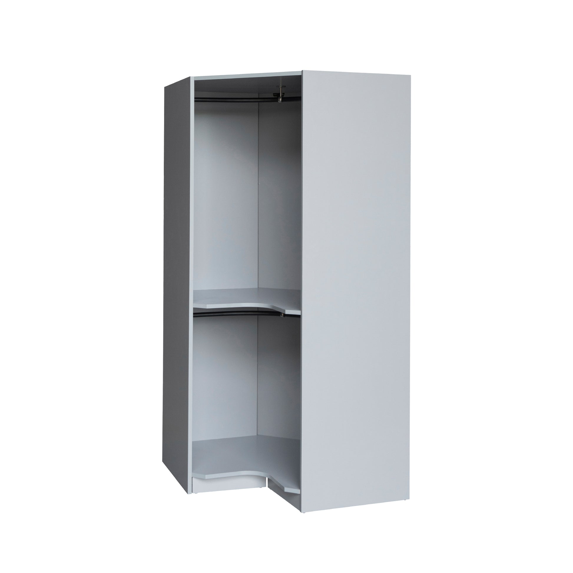 Polygon Corner Wardrobe, Gray Gray Particle Board