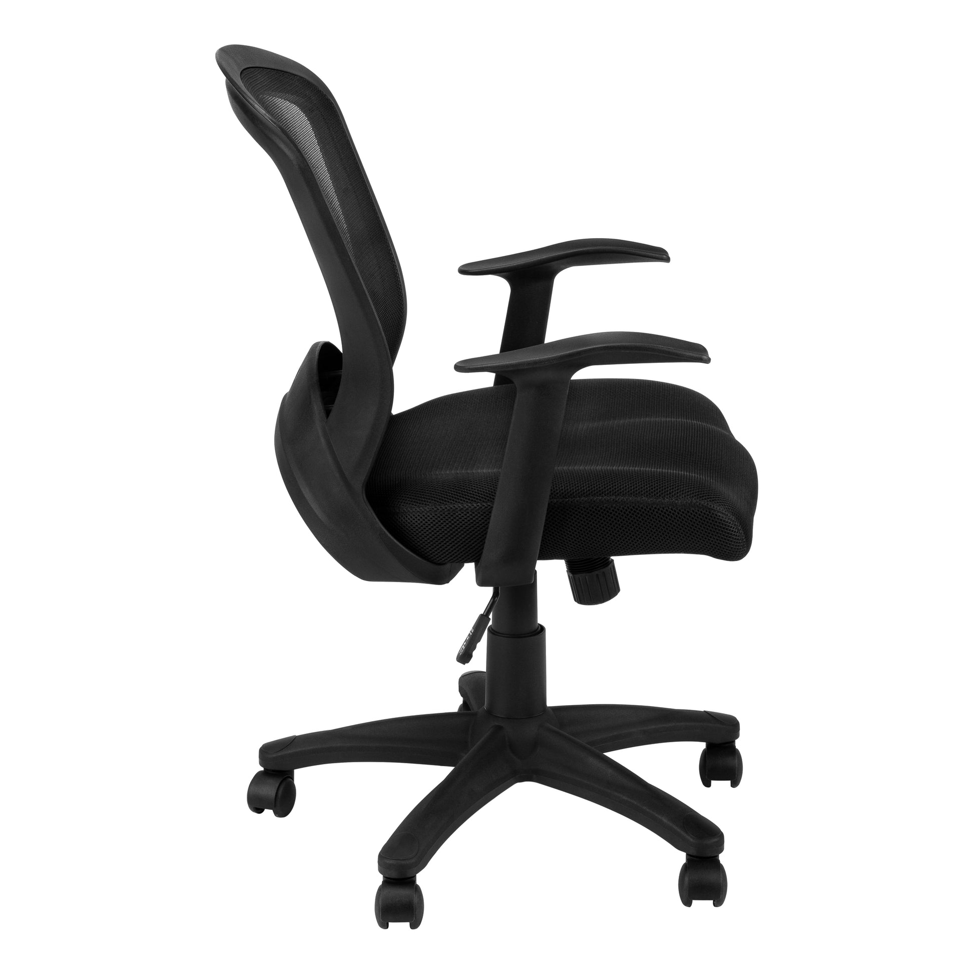 Office Chair, Adjustable Height, Swivel, Ergonomic, Armrests, Computer Desk, Work, Black Mesh, Black Metal, Contemporary, Modern Black Foam Polyester