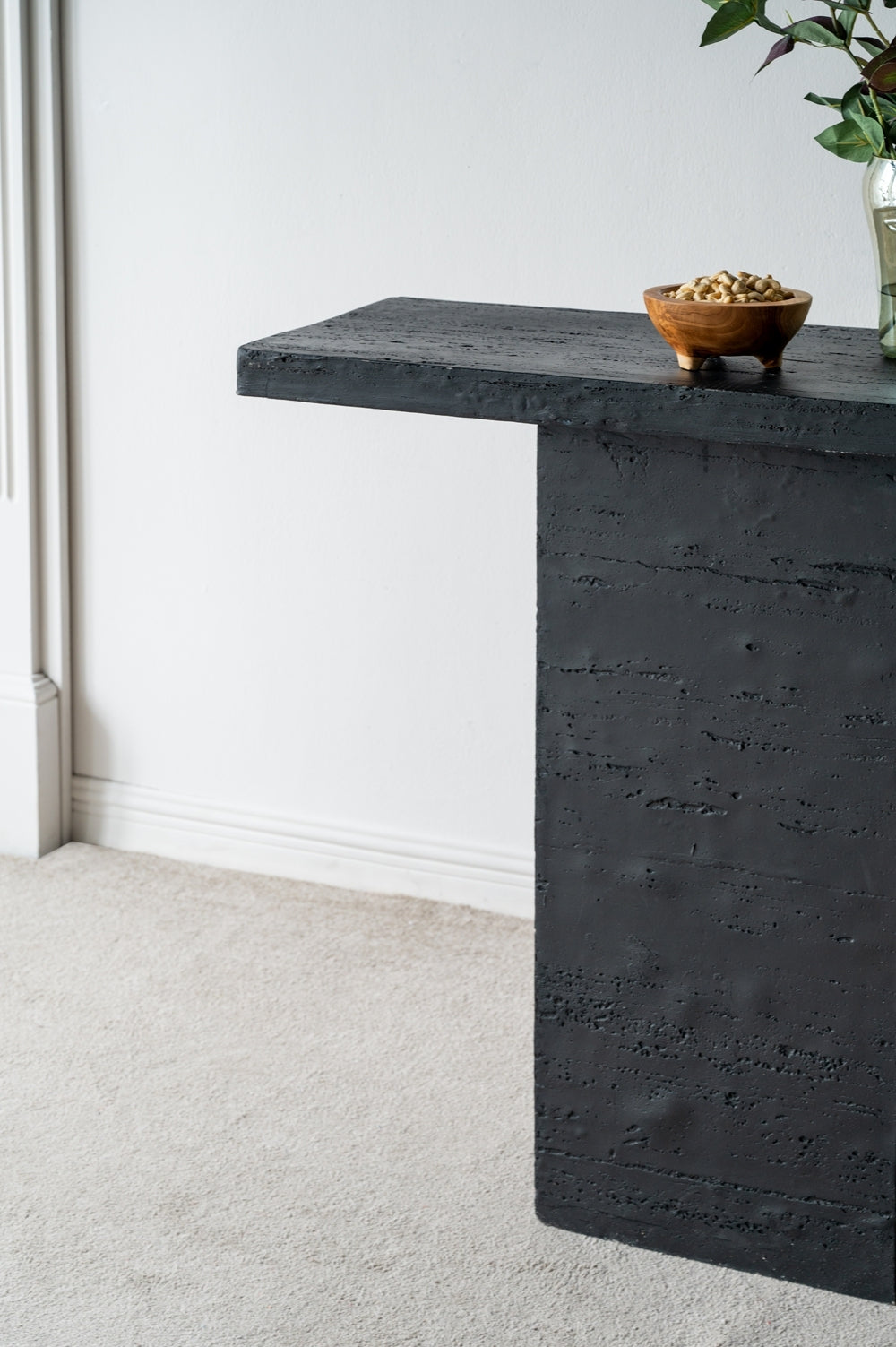 35.5X14X35.5" Black Square Coffee Table With Pedestal Base Black Primary Living Space Contemporary,Industrial,Minimalist,Modern,Ultra Modern Magnesium Oxide